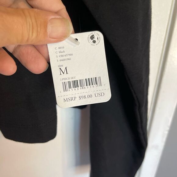 Free People Sunny Set Matching Black Shorts and Long Sleeves Crop Top.Size M - Picture 10 of 16